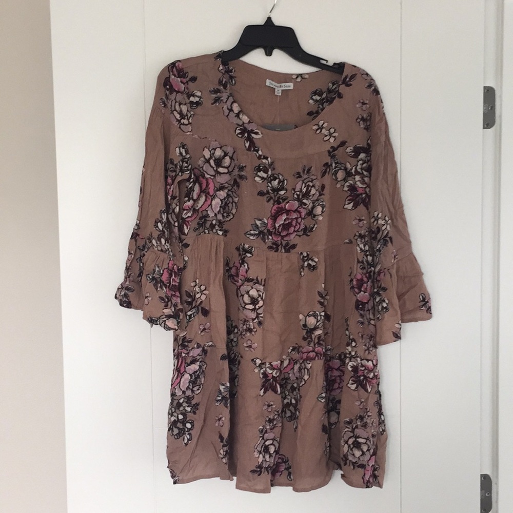 See and Be Seen Brown Mauve/Pink Floral Tunic